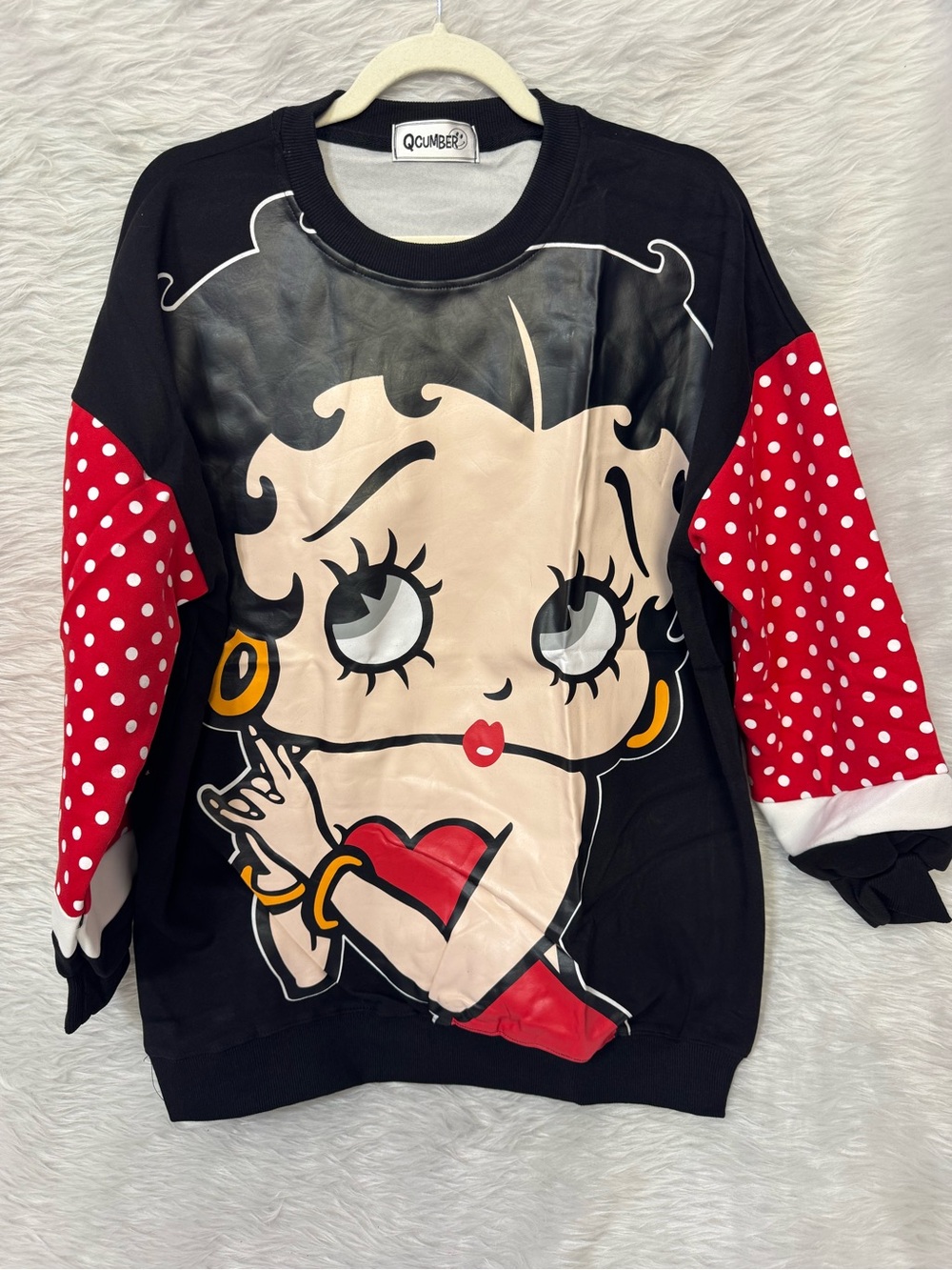 Betty Boop Graphic Sweatshirt - Black, Red, Cream